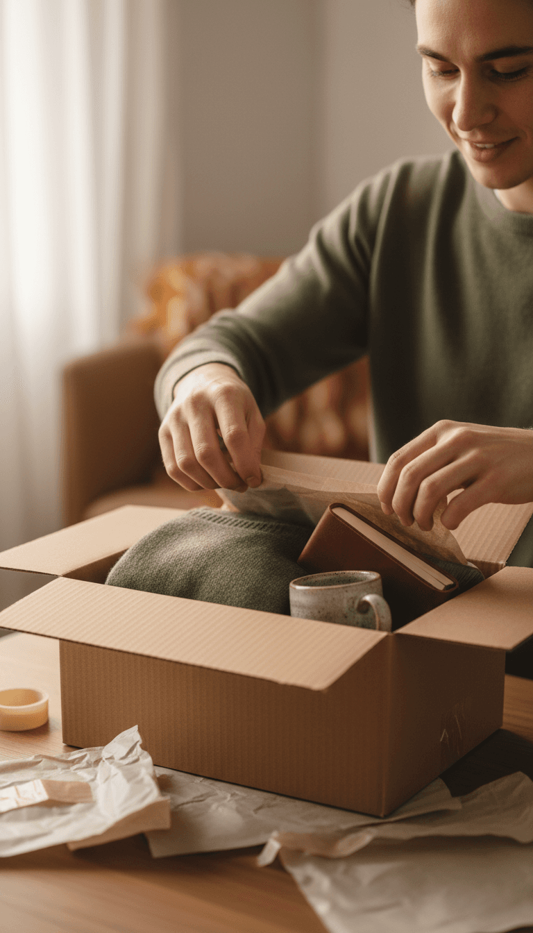 Customer unboxing and enjoying delivery