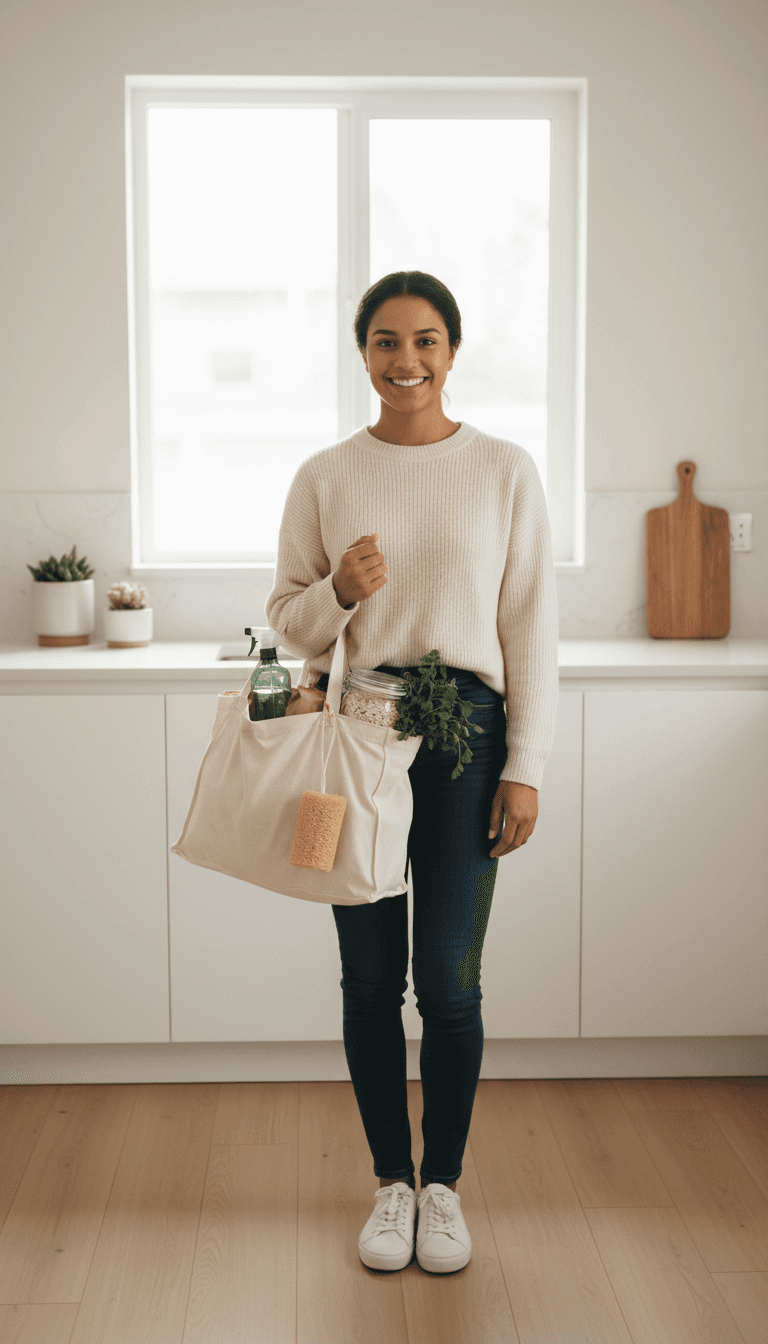 Customer with shopping bags checking delivery on mobile phone